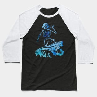 Surfing Skeleton Baseball T-Shirt